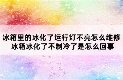 冰箱里的冰化了运行灯不亮怎么维修 冰箱冰化了不制冷了是怎么回事